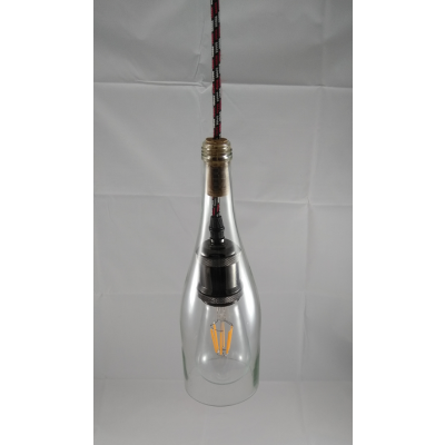 Weinflasche klar LED Pendelleuchte E27 Upcycled